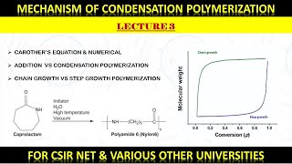 LECTURE 3 CONDENSATION POLYMERIZATION  STEP GROWTH POLYMERIZATION [upl. by Sayre754]