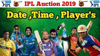 IPL 2019  IPL Auction Date  Timing  Players  Venue  IPL Auction [upl. by Orlan]