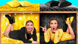 Secret Rooms Under The Bed  Rich VS Broke Funny Situations by BaRaDa Challenge [upl. by Einoj]