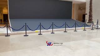 Application of Black Ball Top Q Barrier Stands with Blue Velvet Ropes [upl. by Vere]