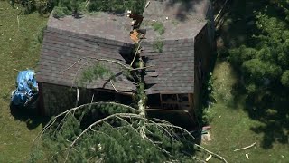 Sky5 surveys tornado damage in Mattapoisett Mass [upl. by Mogerly]