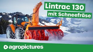 Lindner Lintrac 130 mit Kahlbacher Schneefräse KFS 850  Traktortechnik im Winterdienst [upl. by Hjerpe]