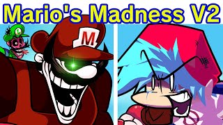 Friday Night Funkin VS Marios Madness V2 FULL WEEK  Cutscenes FNF Mod Mario 85MXMarioEXE [upl. by Inaej286]