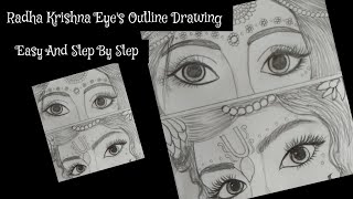 Radha Krishna Eyes Outline Drawing ✍️radhe krishna eyes drawingRadha Krishna Outline Drawing [upl. by Hagile]