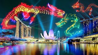 Singapore Marina Bay Flying Dragon 2024 Drone Light Show 🐉 Celebrating Chinese Lunar New Year 🐉 m3m [upl. by Anahsar]