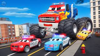 Big Monster Truck Madness vs Super Police Cars Chase Insane Road Rage Rampage Hero Cars Movie [upl. by Charlie]