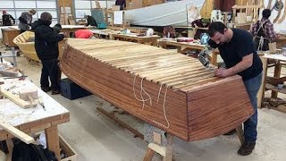 Amazing Modern Technology Construction Biggest Wooden Boat Building Heavy Skill Boat Built Project [upl. by Refanej]