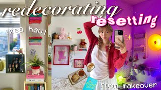 REDECORATING amp RESETTING 🍒 girly room makeover life reset IKEA shopping daily life [upl. by Nollie]