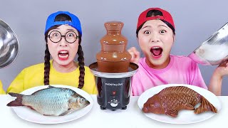 Chocolate Food VS Real Food Challenge DONA [upl. by Nonahs424]