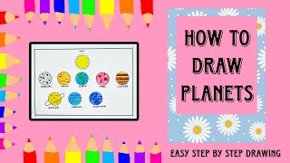 How to draw planets in solar system  solar system planets drawing  Planets drawing easy for kids [upl. by Laurinda]