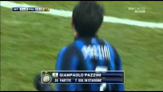 Serie A 20102011 Inter 32 Palermo Pazzinis First Goal 12 [upl. by Atinram]