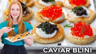 Easy Blini with Caviar  My Favorite Appetizer Recipe [upl. by Hill]