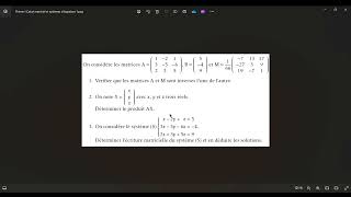 Calcul matriciel et systèmes déquations [upl. by Nicks]