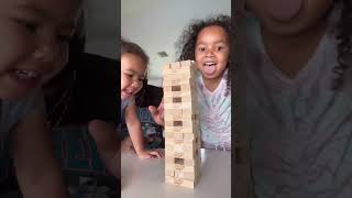 Playing childhood games with my kids Jenga childhood kidgames fyp [upl. by Borman984]