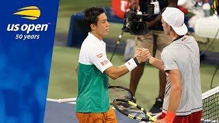 Kei Nishikori Returns to 2018 US Open Action With Win Over Maximilian Marterer [upl. by Llecrup332]