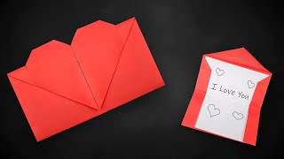 Origami How to Fold a Heart Envelope with a Single Sheet  Origami Valentines Day Love Letter [upl. by Areem119]