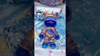 blue and orange galaxy bear decor fluidbear fluidart gift bearbrick [upl. by Teece380]