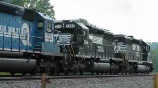 3 Conrail SD60Is  4 SD402s in Full Throttle and Sanders [upl. by Amersham]