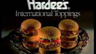 1988 Hardees Restaurant Commercial quotInternational Toppingsquot [upl. by Tiloine851]