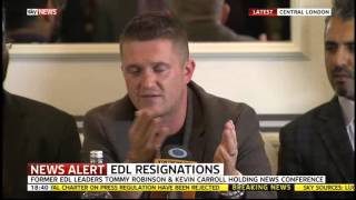 Tommy Robinsons press conference on resigning from the EDL [upl. by Ainesey]