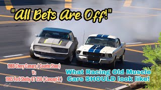 What Racing Old Muscle Cars SHOULD look like Chevy Camaro vs Shelby GT 350 [upl. by Moffit]