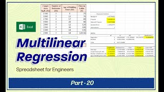 Spreadsheet for Engineers  Part 20 Multilinear Regression  BME358C [upl. by Seroled371]