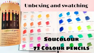 SOUCOLOR 72 Colored Pencils Swatch amp Review  My First Impression [upl. by Aldo34]