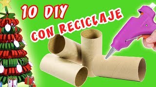 10 MANUALIDADES PARA NAVIDAD CON RECICLAJE  DECORACIÓN CON ROLLOS  Manualidades aPasos [upl. by Bouldon]