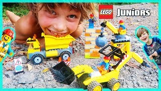 Lego Jr Construction Trucks Skit [upl. by Eilarol]