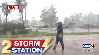 WBRZ Storm Station Meteorologist Balin Rogers experiences strong wind rain as Francine comes ashore [upl. by Remo]