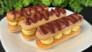 Creamy Chocolate Vanilla Ladyfingers dessert easy nobake recipe [upl. by Sabrina356]