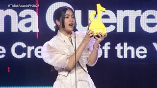 Niana Guerrero wins TikTokAwardPH2023 Dance Creator of the Year [upl. by Ender383]