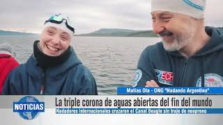 Nadadores internacionales cruzan el Canal Beagle en desafío de aguas abiertas [upl. by Jaquiss]