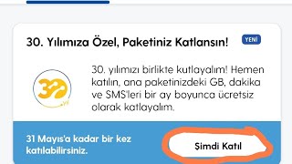 Turkcell 30 Yıl Hediye İnternet Dakika Ve SMS Kampanyası [upl. by Acus]