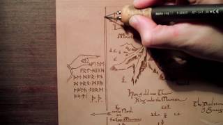 Pyrography on leather  Thrors Map  fast motion video [upl. by Ben]