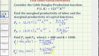 Ex Find the Partial Derivatives of the Cobb Douglas Production Function [upl. by Eerolam990]