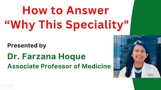 quotWhy This Specialityquot  How to Answer During Residency Interview usmle img [upl. by Goltz]