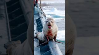 Male seal asked the sailor to help rescue the female seal and her cups who were injured in the net [upl. by Llemmart]