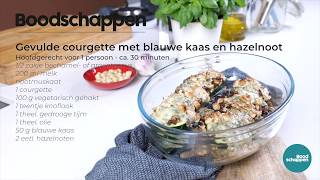 Gevulde courgette met blauwe kaas en hazelnoot VEGA  Boodschappen TV [upl. by Llerrah656]