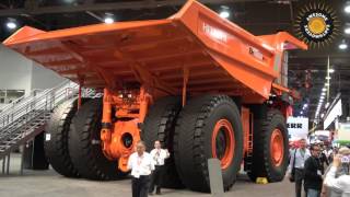 Hitachis EH4000 mining haul truck at Minexpo 2016 [upl. by Aihsas185]