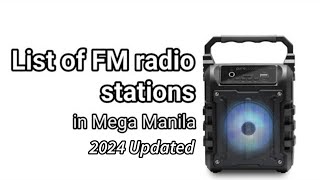 Aircheck July 3 2024  List of FM radio stations in Mega Manila [upl. by Ilrebmik]