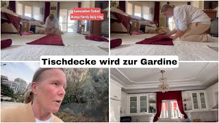 Tischdecke zur Gardine umändern  Auswandern Türkei Alltag Vlog mit Kangal Welpen 12 Februar 2024 [upl. by Ulland]