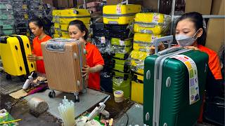 Satisfying mass production of suitcases Efficient Vietnamese workers produce lightweight suitcases [upl. by Gelb]