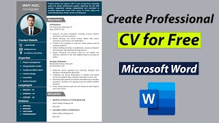 Create Best CV for Free in MS Word  Best CV Format 2023 for Job  CV Tutorial [upl. by Nikos349]