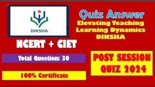 Quiz and answer Elevating Teaching Learning Dynamics on DIKSHA online teacher training course part 1 [upl. by Nodnnarb690]