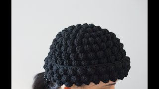 Fisherman beanie Bobble stitch short beanie crochet pattern [upl. by Imelda]