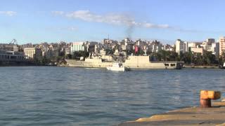 GREEK NAVY FRIGATE SALAMIS F455 RETURNS FROM LIBYA [upl. by Thaxter764]