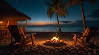 Relax with Campfire on the Beach Sounds  Crackling Fire amp Ocean Waves for Deep Sleep [upl. by Ano]