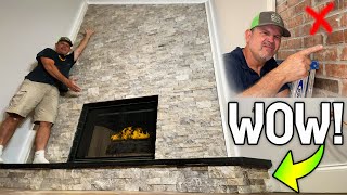 DIY FIREPLACE TRANSFORMATION with a CUSTOM HEARTH [upl. by Naima]