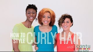 How To Style Curly Hair w Cantu Shea Butter [upl. by Aititel]